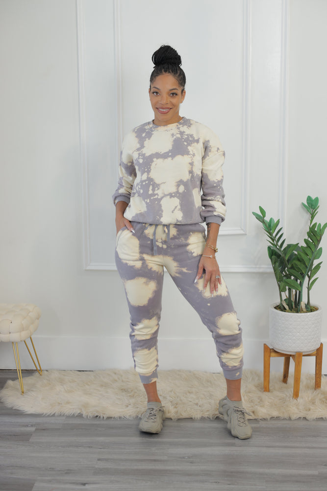 Tie Dye Jogger Set Lt. Grey T120